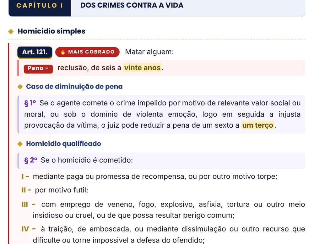 Art. 121 do Código Penal no material esquematizado
